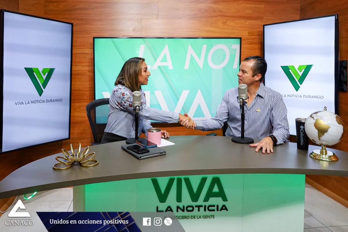 Esta mañana el M.A.N. <a href="/SergioSanchezl_/">Sergio Sanchez Lopez</a> , Pdte. de #CANACODurango, participó en <a href="/vivalanoticiadg/">Viva La Noticia Durango</a> por <a href="/LaKeBuenaDgo/">Lakebuenadurango</a> con Lily Ortiz.
Compartió la agenda empresarial con el Embajador de Panamá 🇵🇦, posibles áreas de colaboración y el panorama económico local 📊

Gracias por el espacio