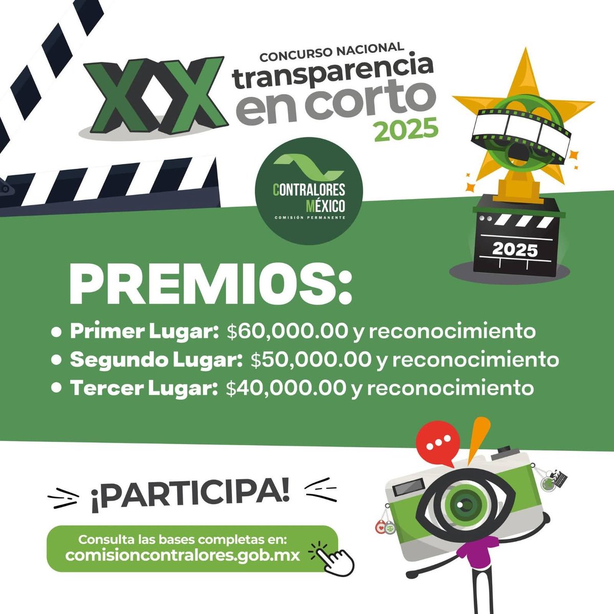 Si tienes entre 15 y 25 años, participa en el XX Concurso Nacional Transparencia en Corto 2025.
Tema: Mecanismos de impulso a la transparencia para combatir la desinformación
Consulta las bases: comisioncontralores.gob.mx/.../participa-…
#TransparenciaEnCorto #ContraloresMX #JuventudCreativa