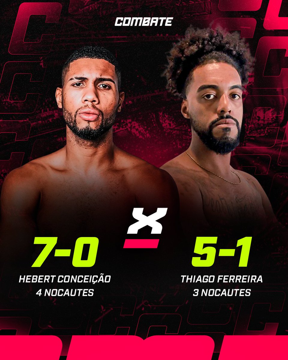 combate's tweet image. Vale cinturão 🏆🥊💥
E aí, quem leva a melhor? Hebert Conceição e Thiago Ferreira duelam pelo título brasileiro super-médio no Boxing Pro Combat. É no sábado (02) e você assiste ao vivo na minha tela, às 18 horas.
*Contém texto alternativo
#BoxeNoCombate