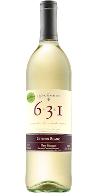 631 Signature Chenin Blanc= light, golden chartreuse hue and a nose of acidic pineapple, pear and honeydew melon with slight minerality;   Lescombes Winery, New Mexico