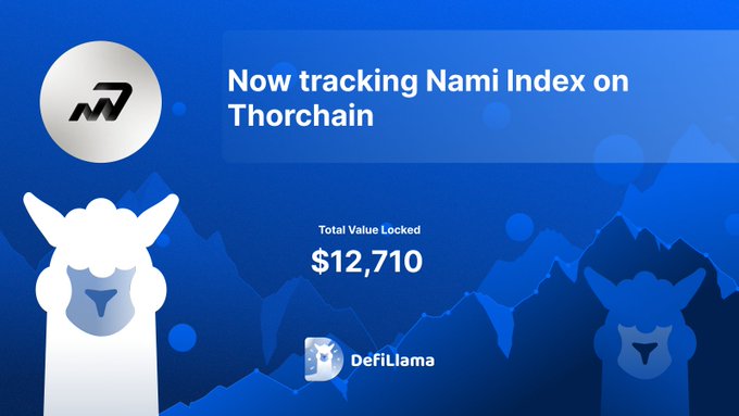 DefiLlama tracking Nami Index on Thorchain with a Total Value Locked of $12,710