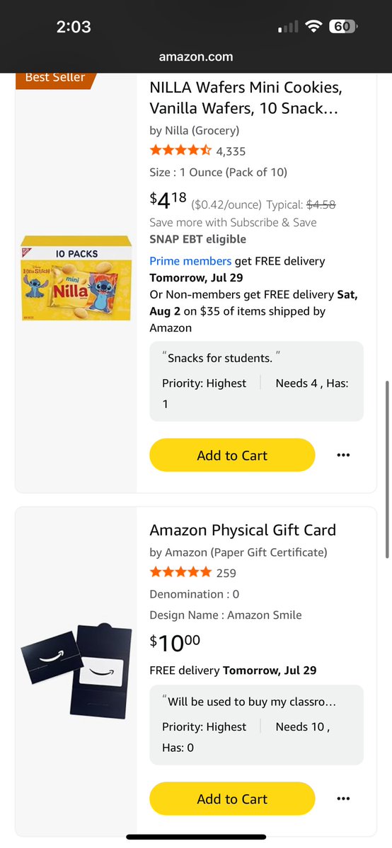 📚 Teachers, drop your wishlists below! Let’s support each other as we get ready for a new school year.

I’ve added some snacks for my kiddos and included gift cards in hopes of getting a chair for my amazing classroom para. Every little bit helps! 💛

Here’s my list: