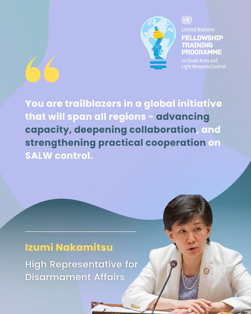 UN_Disarmament's tweet photo. UNODA High Representative @INakamitsu opens the inaugural #SALWFellowship in Cumuto, Trinidad and Tobago, welcoming the first cohort of CARICOM Fellows to the Fellowship Training Programme on Small Arms and Light Weapons Control. https://t.co/JBN0UyFtd0