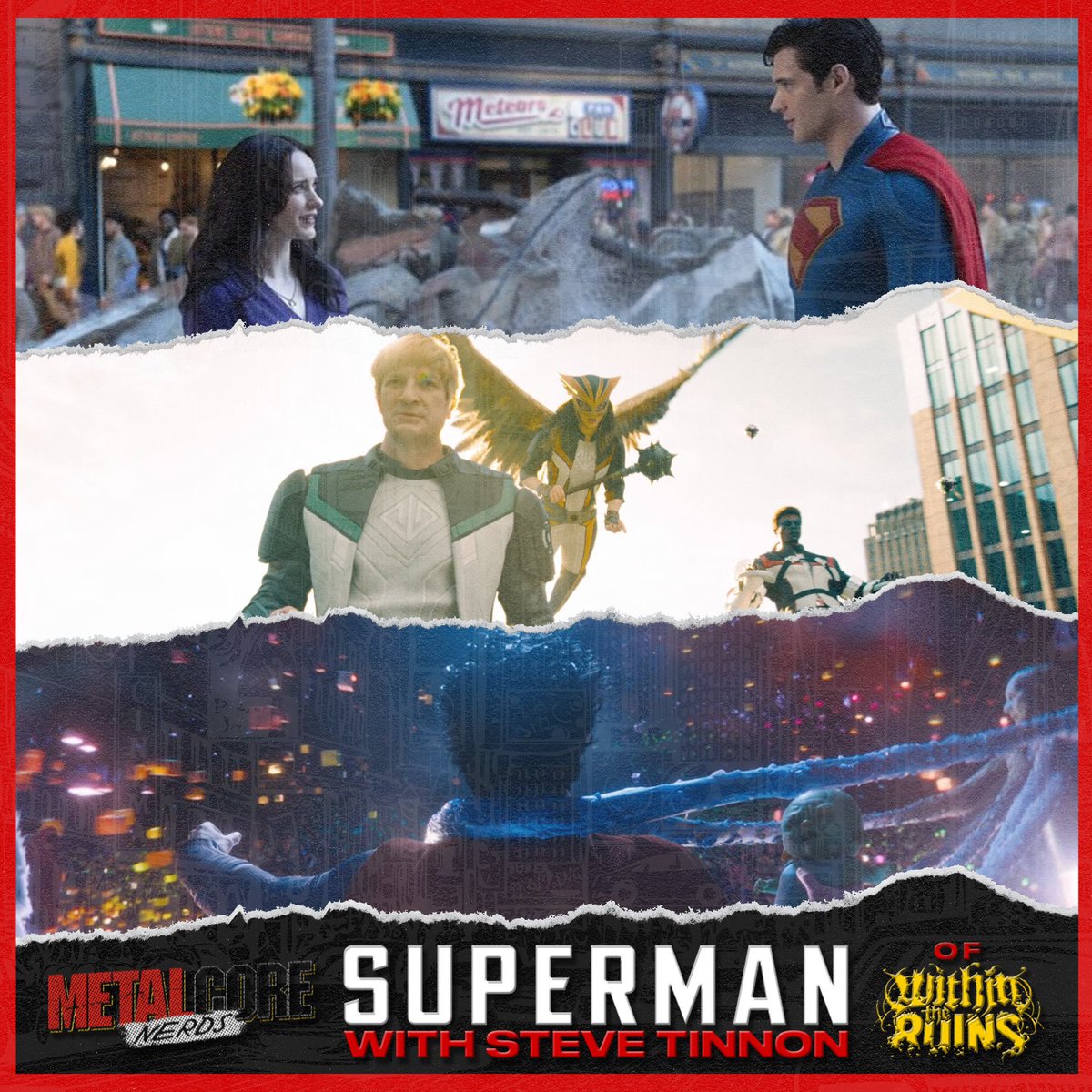 stevethemess's tweet photo. I had the absolute pleasure of reviewing @Superman w/ @seanxmott on @MetalcoreNerds! We dive deep into the lore, the cast, the reliability of @JamesGunn, what this means for the future of the DCU, and everything in between! Let us know your thoughts!👽 

https://t.co/Gvro5lPvBa https://t.co/Iq2YrIaXD7