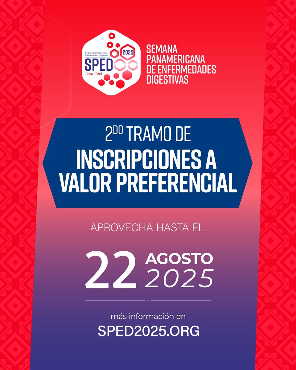 🚨 ¡La cuenta regresiva ha comenzado! 
🗓️ ¡En solo 1 mes nos vemos en Lima! 🇵🇪
👨‍🏫 +150 profesores extranjeros
🤝 Sociedades invitadas
✋ Hands-on básico y avanzado
🎟️ ¡Inscríbete ahora. Precios especiales hasta el 22 de agosto
🔗 Más info en sped2025.org
🔥 ¡No te