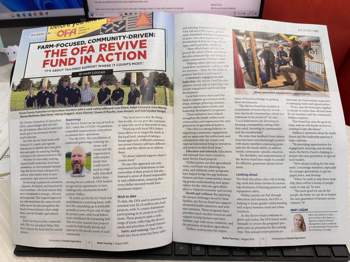 Cathy Lennon (@cathy_lennon) on Twitter photo So proud of the spread in this month’s <a href="/BetterFarmingON/">Better Farming | It's Farming. And It's Better.</a> (Aug edition page 16 & 17) profiling the incredible work of local federations of agriculture in community engagement, education & outreach, health & wellness. #MakingADifference #OFArevivefund <a href="/OntarioFarms/">Ontario Federation of Agriculture</a> So proud of the spread in this month’s <a href="/BetterFarmingON/">Better Farming | It's Farming. And It's Better.</a> (Aug edition page 16 & 17) profiling the incredible work of local federations of agriculture in community engagement, education & outreach, health & wellness. #MakingADifference #OFArevivefund <a href="/OntarioFarms/">Ontario Federation of Agriculture</a>