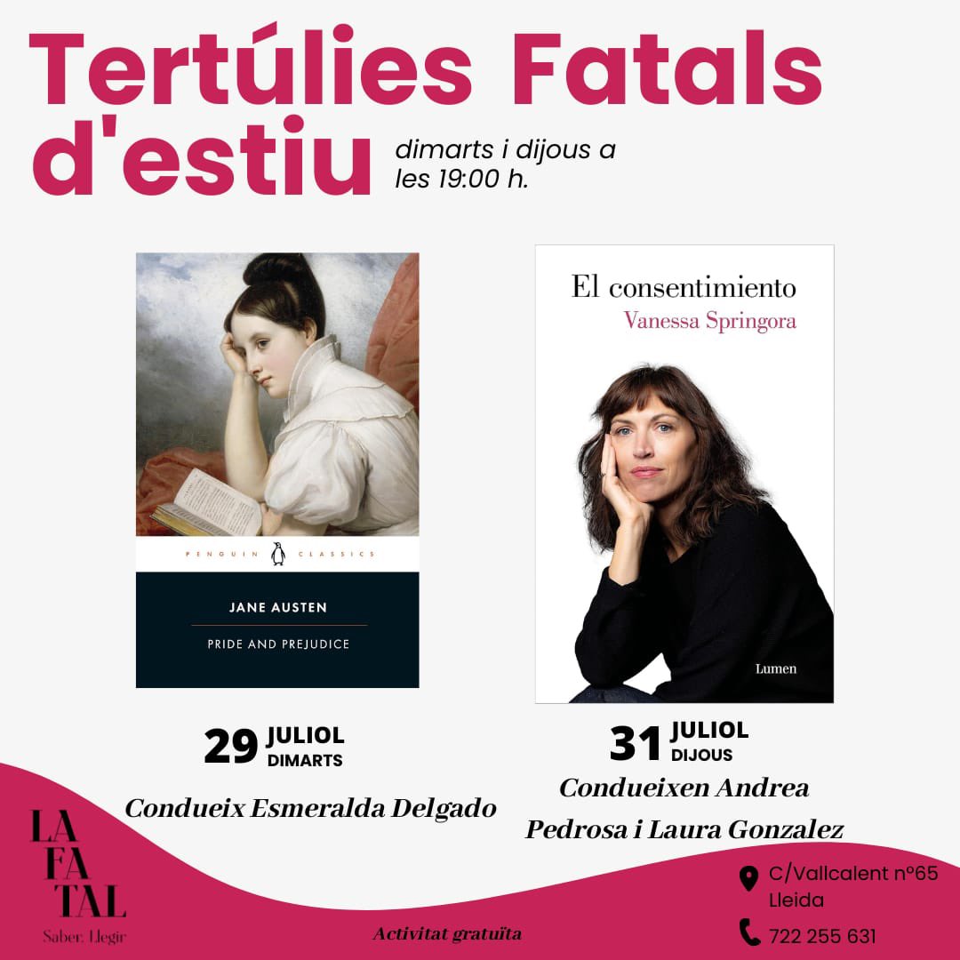 LaFatal_'s tweet image. Dijous passat 40 persones van assistir a la nostra #TertúliaFatal dedicada a @JoelDicker.
🚀🚀🥳🥳
Aquesta setmana, dues propostes més!
