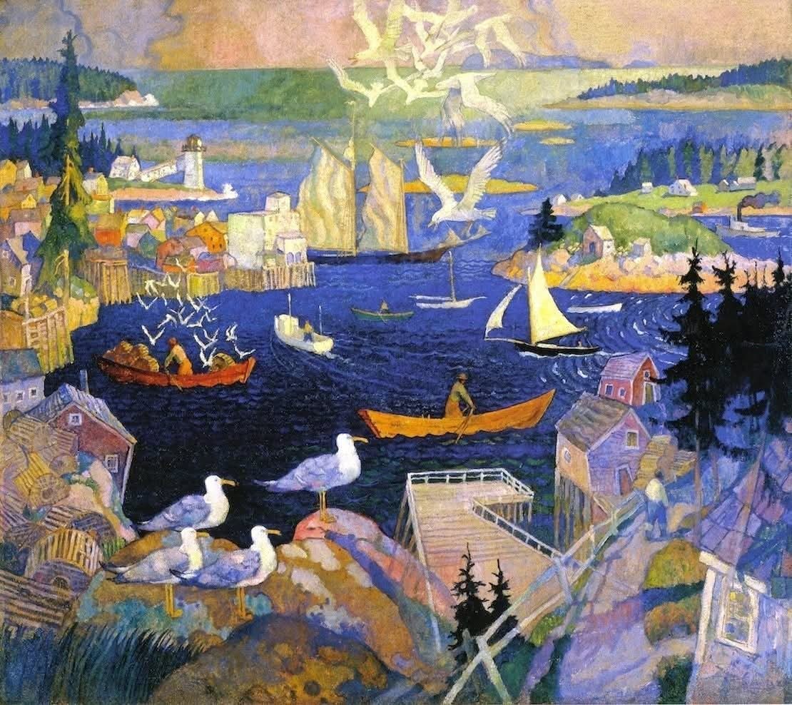 dinamittEros's tweet image. Newell Convers Wyeth.
EE. UU. 1882-1945.
El puerto de Herring Cut. 1925
Óleo sobre lienzo.
