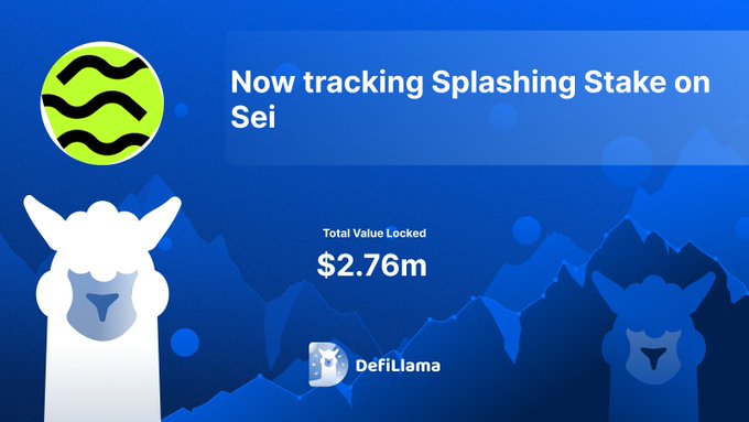 DefiLlama tracking Splashing Stake on Sei Network with $2.76M TVL