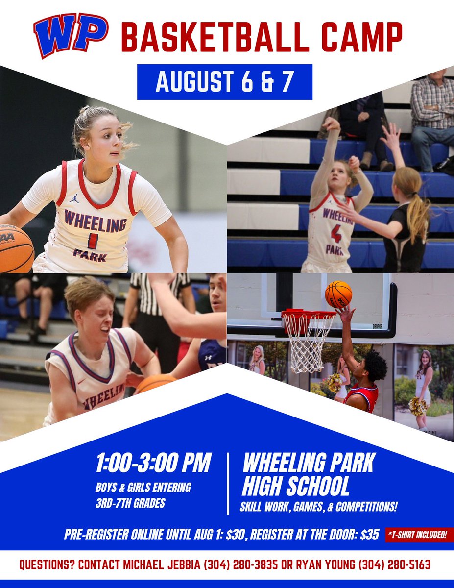 Wheeling Park GBB (@wphsgirlsbb) on Twitter photo This is the last week to register for camp
Use link below 👇🏼 to sign up <a href="/WhgParkHoops365/">Wheeling Park Boys Basketball</a>
gofan.co/event/3820333?… This is the last week to register for camp
Use link below 👇🏼 to sign up <a href="/WhgParkHoops365/">Wheeling Park Boys Basketball</a>
gofan.co/event/3820333?…