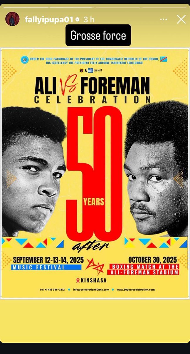 central_sage's tweet image. Pour moi l’artiste @fallyipupa01 mérite de participer à cette célébration car il a immortalisé ce combat du siècle à travers la rumba …