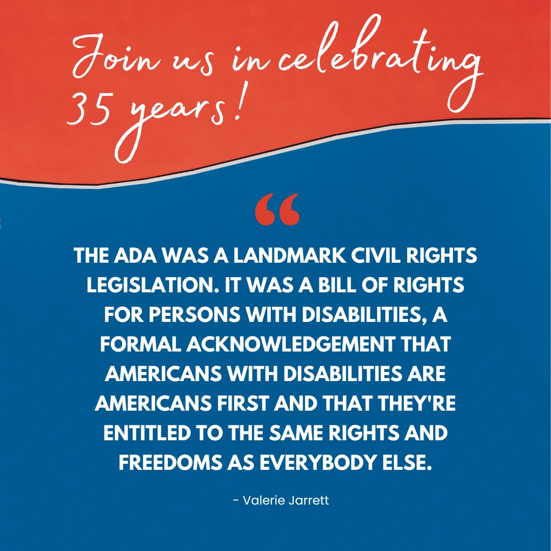 35 years ago, the Americans with Disabilities Act changed history, opening doors for millions. Today, we celebrate this landmark law, the advocates who fought for it, and the ongoing work to create a world where everyone belongs. 
#ADA35 #InclusionMatters