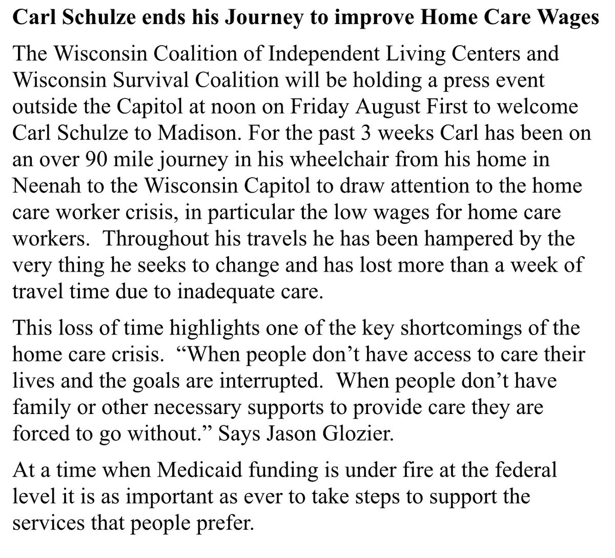 I will be speaking at the Wisconsin State Capitol Friday @ noon.