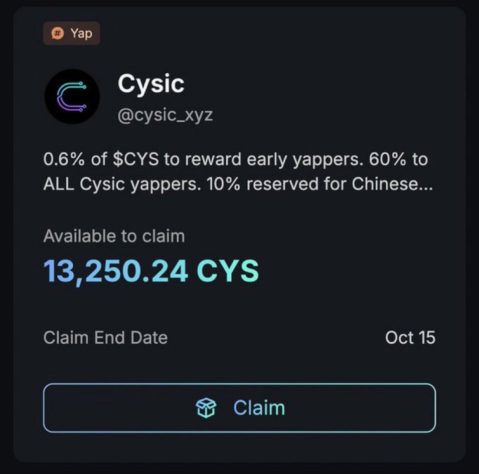 omnicryptx's tweet image. Cysic is the alpha.
@cysic_xyz is the future of ComputeFi.
$CYS is coming and I'll be eligible.
Gmsor, Pass it on π