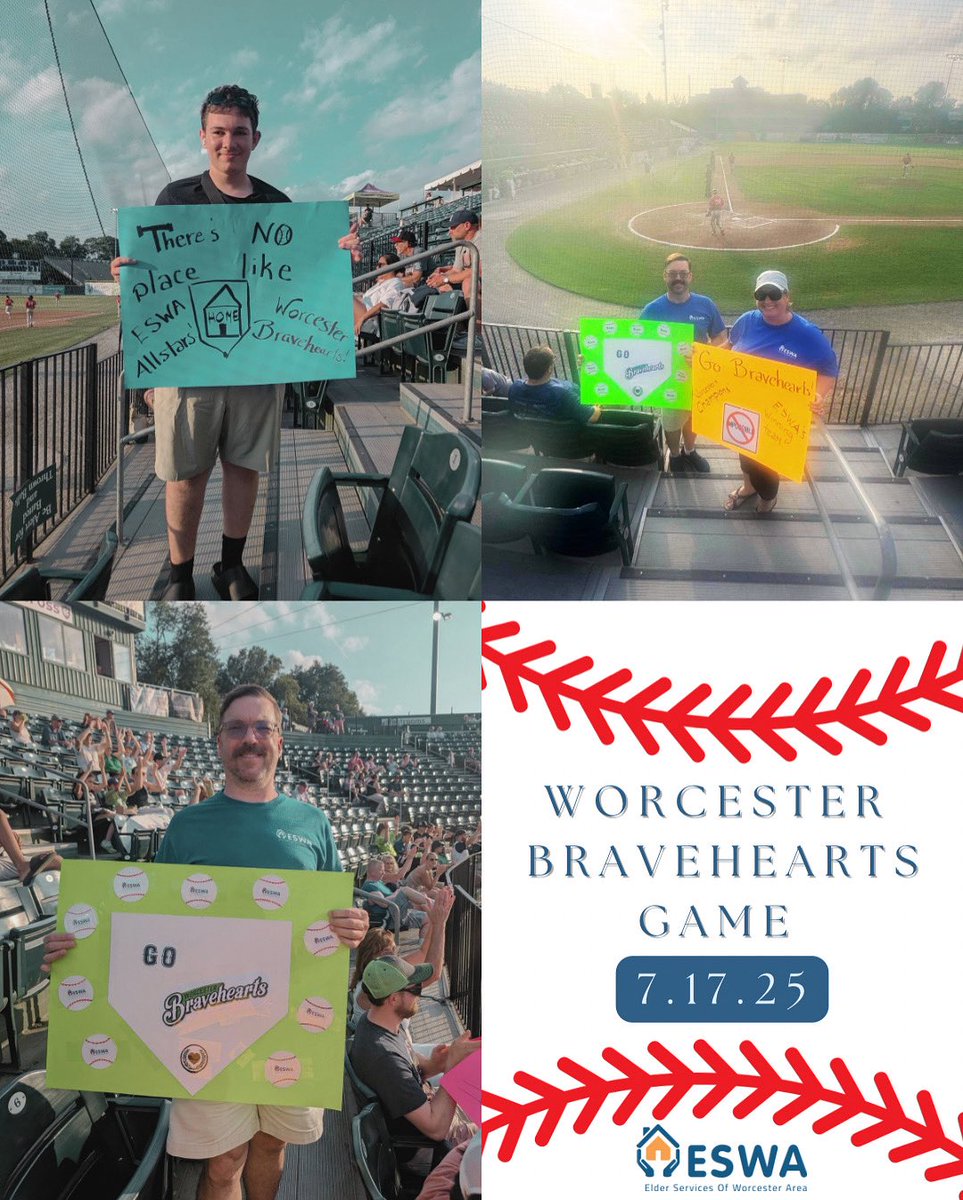 ElderSvcsWorcArea (@eswaorg) on Twitter photo Shoutout to the <a href="/WooBaseball/">Worcester Bravehearts💚⚾</a> for their incredible hospitality on July 17! ⚾💙 Our staff showed up with signs, spirit, and pride—supporting both the Bravehearts and ESWA. A great night of community, teamwork, and summer fun! #TeamESWA #WorcesterBravehearts Shoutout to the <a href="/WooBaseball/">Worcester Bravehearts💚⚾</a> for their incredible hospitality on July 17! ⚾💙 Our staff showed up with signs, spirit, and pride—supporting both the Bravehearts and ESWA. A great night of community, teamwork, and summer fun! #TeamESWA #WorcesterBravehearts