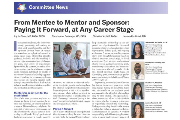 ASAMonitor's tweet image. “Mentees admire mentors who are available and approachable. Prioritizing a mentee by responding quickly to their email or taking time for a coffee break speaks volumes,” write Drs. Joy Lo Chen and colleagues.
Learn about becoming a mentor: ow.ly/la0O50WjVy0