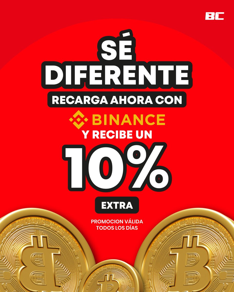 betcoreec24's tweet photo. La casa más gara del país te regala el 10% extra en saldo real en todas tus recargas con Binance 🔥🥇
- Promoción válida todos los días.
- ⁠En recargas desde $10.
- ⁠Aplica tyc.

Regístrate en: https://t.co/6YvIhcyuGZ https://t.co/5mhNKX28Dg