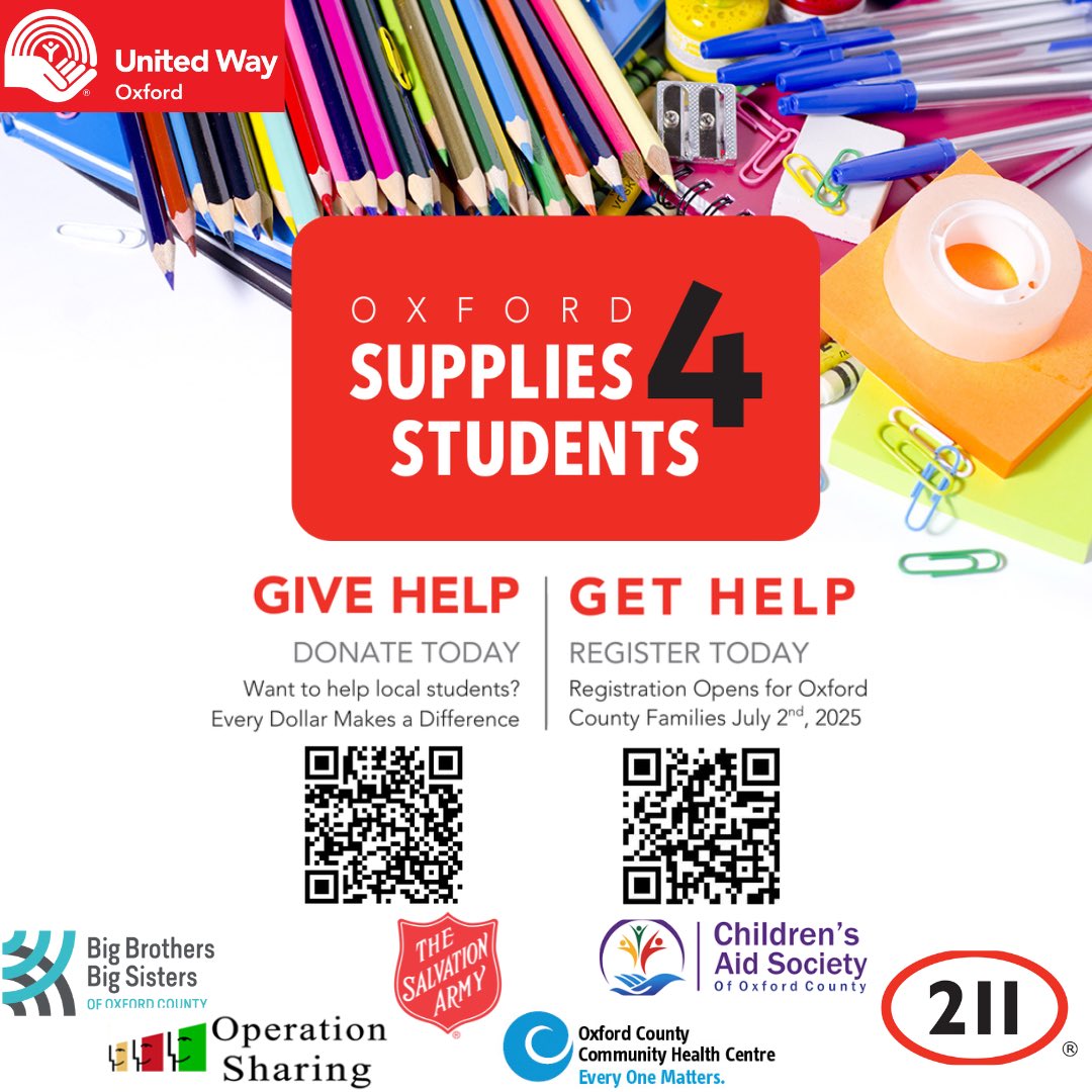 Did you know? In 2024, 1170 local students needed support with their school supplies. Consider donating today at unitedwayoxford.ca/supplies4stude…