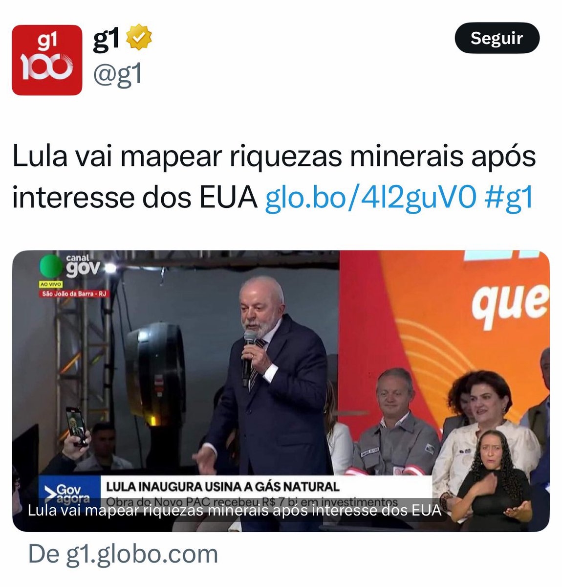🇧🇷 O Brasil não negociará os 50%. Vai redirecionar o mercado afetado para dentro e para Ásia. 

O GSI formou uma equipe interministerial para apresentar projeto de GPS 100% nacional em 180 dias.

Vamos mapear nossas terras raras. 

Quando a soberania não vem no amor, vem na dor.