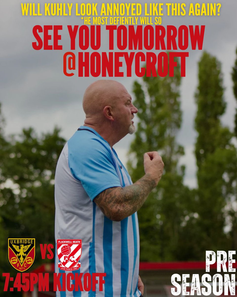 Uxbridge Football Club (@uxfc_redarmy) on Twitter photo Pre-season continues tomorrow!…
#redarmy <a href="/FHFC1907/">Flackwell Heath FC</a>
Just £5 entry (£1 concessions) Pre-season continues tomorrow!…
#redarmy <a href="/FHFC1907/">Flackwell Heath FC</a>
Just £5 entry (£1 concessions)