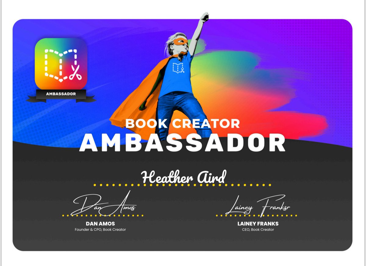 miss_aird's tweet image. Thrilled to become a @BookCreatorApp Ambassador! 📖

Looking forward to sharing my learning journey with educators and learners everywhere as we create, collaborate, and amplify learning.
 #BookCreator #EdTech #LearningTogether