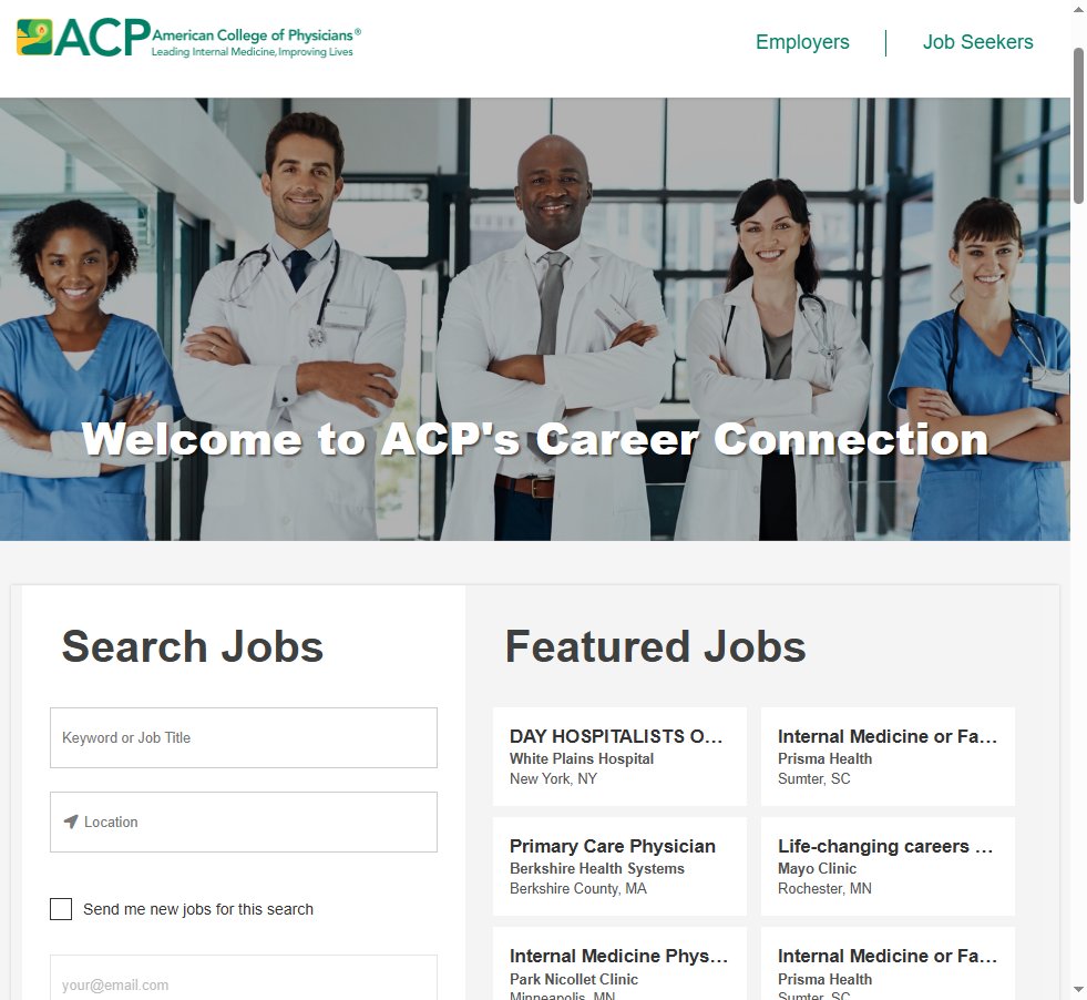 ACPCareerConnec's tweet image. Physicians, Residents, and Fellows, careers.acponline.org is tailored specifically to internal medicine and its subspecialties, making your job matches more relevant.