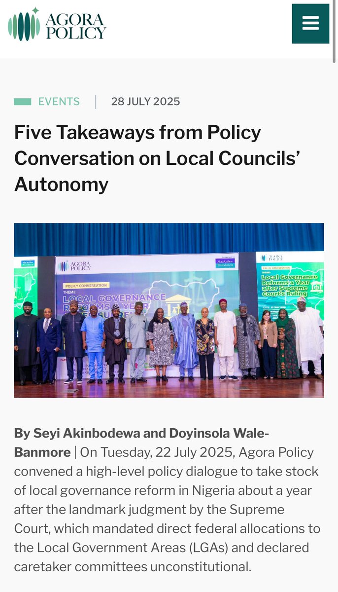 Has the Supreme Court ruling on LGA autonomy changed anything one year later?
We unpack 5 key takeaways from the Agora Policy dialogue.
Read: agorapolicy.org/events/past-ev…