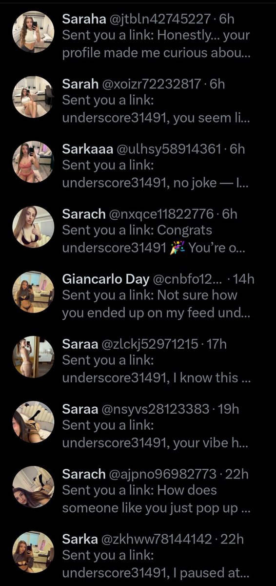 underscore31491's tweet image. Look, I get it. You're hustling, trying to make money, and promoting your OnlyFans in a crowded space. But this? Spamming strangers with fake names and sketchy links? It's not the move. Dm me for actual advice to increase your subscribers.