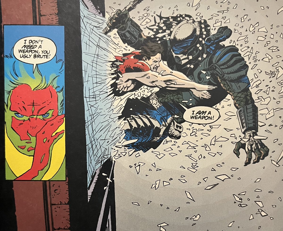 PowerCosmic13_'s tweet image. Predator VS Magnus: Robot Fighter art by Lee Weeks
