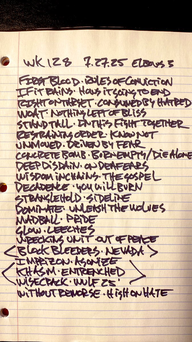 Red from the Snowbelt (@red03960277) on Twitter photo ELBOWS N STEELTOES
Playlist for 7-27-25-Week 128
Replay Thurs. 7-31. 8-9pm ET
Always thanks for listening and Good Health.
<a href="/MrKennyKidd/">Kenny Kidd</a> <a href="/DannyDiablo/">DANNY DIABLO</a> <a href="/DAZE_STYLE/">lmaoooo</a> <a href="/dgrohio/">Delayed Gratification Recs.</a> <a href="/Khasmlv/">KHASM</a> <a href="/pullyourcardhc/">pullyourcardhc</a> <a href="/WisdominChains/">Wisdom in Chains</a> <a href="/firstbloodrules/">FIRST BLOOD</a> <a href="/restrainorderhc/">Restraining Order</a> <a href="/madballNYC/">MADBALL</a> ELBOWS N STEELTOES
Playlist for 7-27-25-Week 128
Replay Thurs. 7-31. 8-9pm ET
Always thanks for listening and Good Health.
<a href="/MrKennyKidd/">Kenny Kidd</a> <a href="/DannyDiablo/">DANNY DIABLO</a> <a href="/DAZE_STYLE/">lmaoooo</a> <a href="/dgrohio/">Delayed Gratification Recs.</a> <a href="/Khasmlv/">KHASM</a> <a href="/pullyourcardhc/">pullyourcardhc</a> <a href="/WisdominChains/">Wisdom in Chains</a> <a href="/firstbloodrules/">FIRST BLOOD</a> <a href="/restrainorderhc/">Restraining Order</a> <a href="/madballNYC/">MADBALL</a>