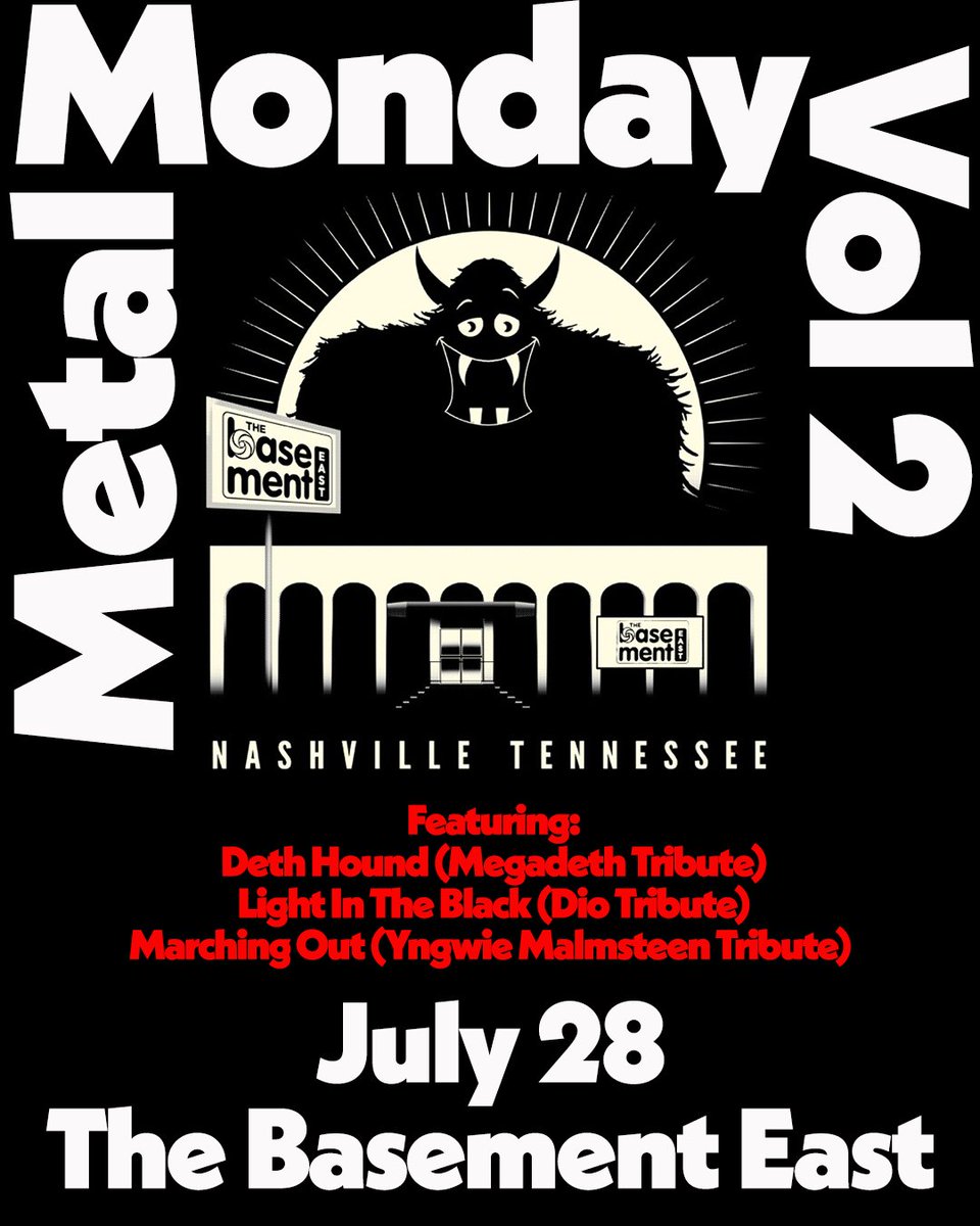 TONIGHT! We've got Metal Monday Vol. 2 with Deth Hound, Light In The Black, and Marching Out in the house at 7PM. Doors open at 6PM. Grab tickets now at the link or at the door. bit.ly/45WhZ32