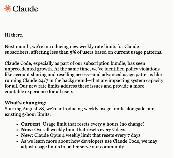 gatea_david's tweet image. Claude new weekly rate limits? 😅