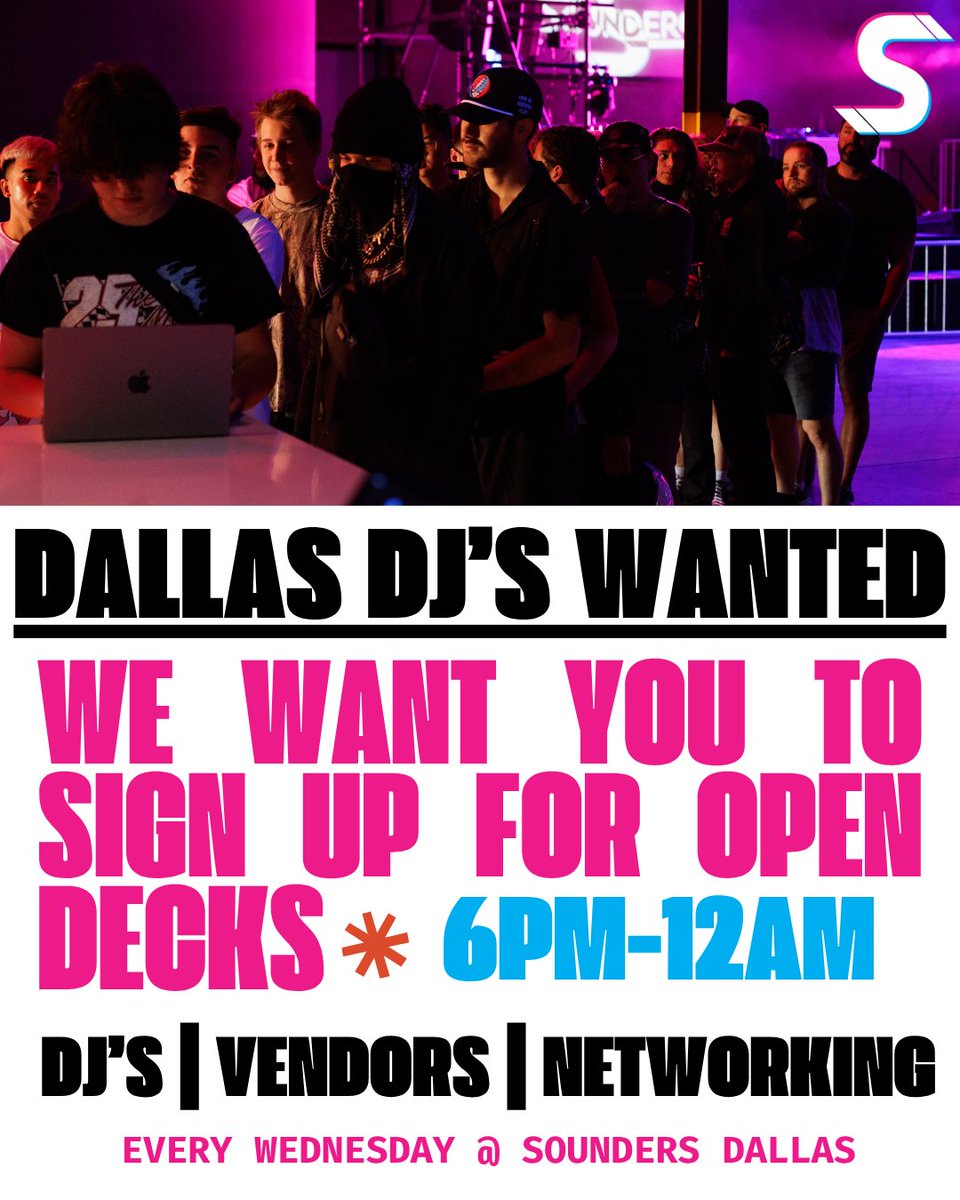 HAM_Promotions's tweet image. Are you a Dallas DJ looking to get more involved and more bookings?!
Join us EVERY Wednesday at Dallas' LARGEST EDM networking event - Dallas Open Decks 🎶
SoundersDallas.com 🎫