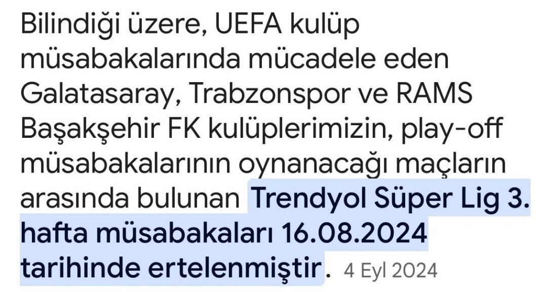 TFF ile aranız iyi Ali Bey konuşunda Eleme maçımız var Ertelensin Lig maçı...