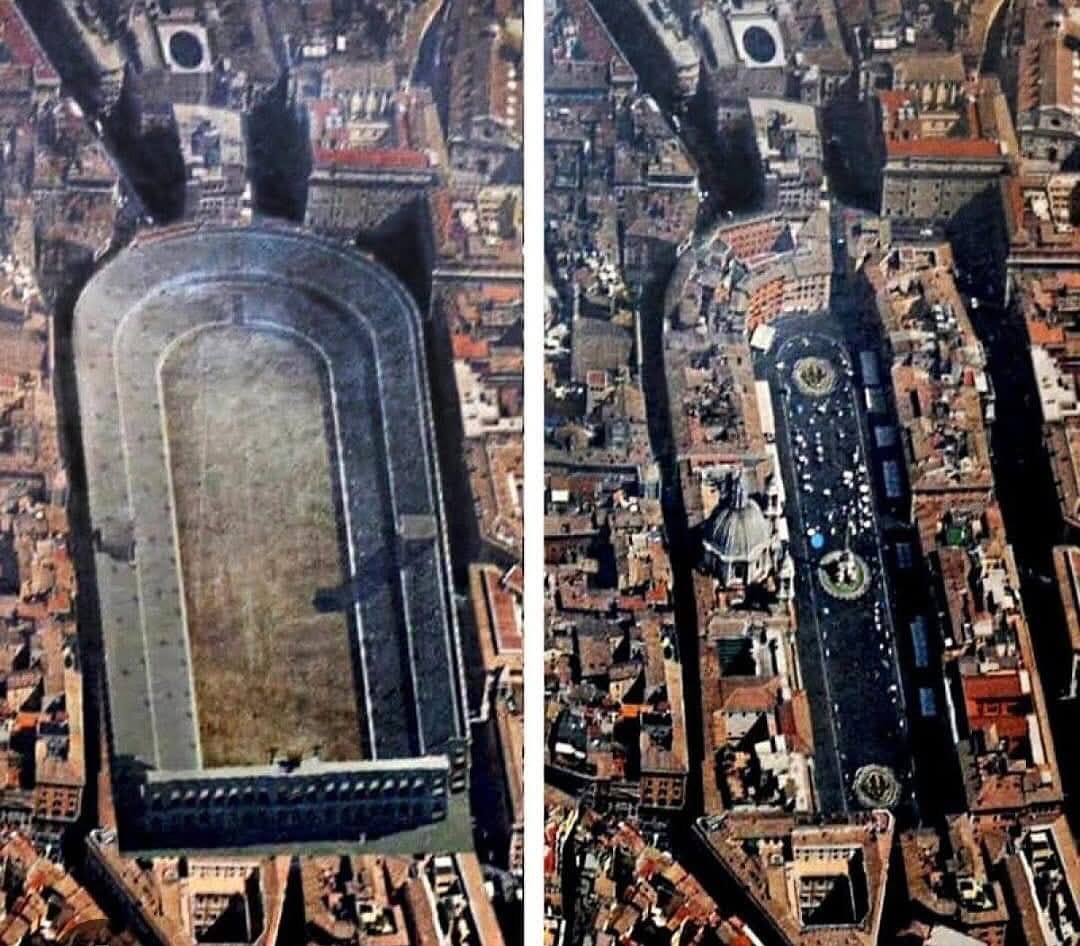 pierpi13's tweet image. Non tutti sanno che Piazza Navona era uno stadio, e in particolare era lo stadio di Domiziano. Creato attorno all’85 dopo Cristo, poteva ospitare fino a 30.000 persone. Tutto lo stadio era aperto e privo di divisori e mura tra atleti e pubblico, e, a parte le tribune, era tutto a…
