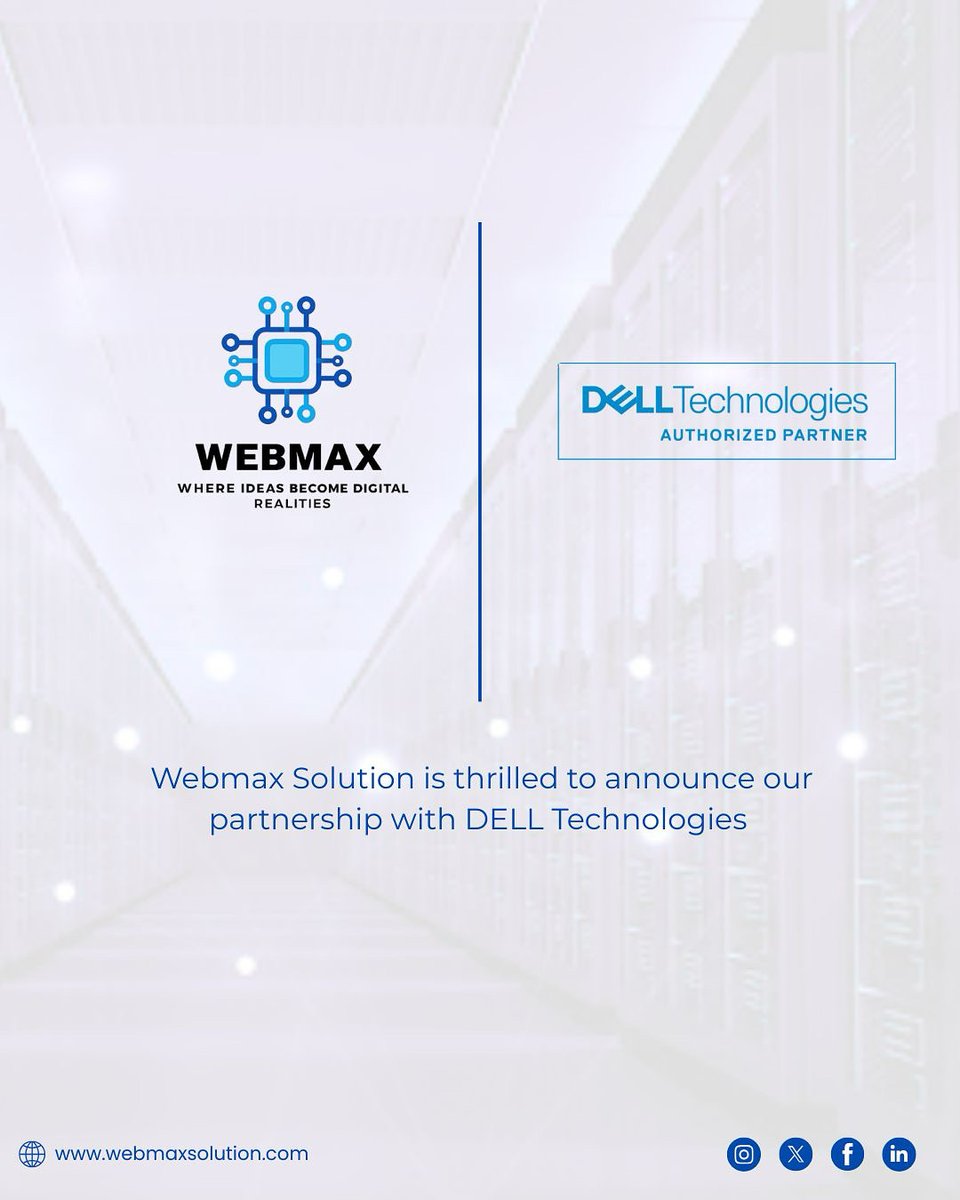 SolutionWe81133's tweet image. We’re proud to announce that WebMax has officially joined the Dell Technologies Partner Program. 🌐

This partnership marks a step forward in our mission to deliver scalable, future-ready digital solutions for businesses across Africa.✨ 

#WebMax #DellTechnologies #Partnerships