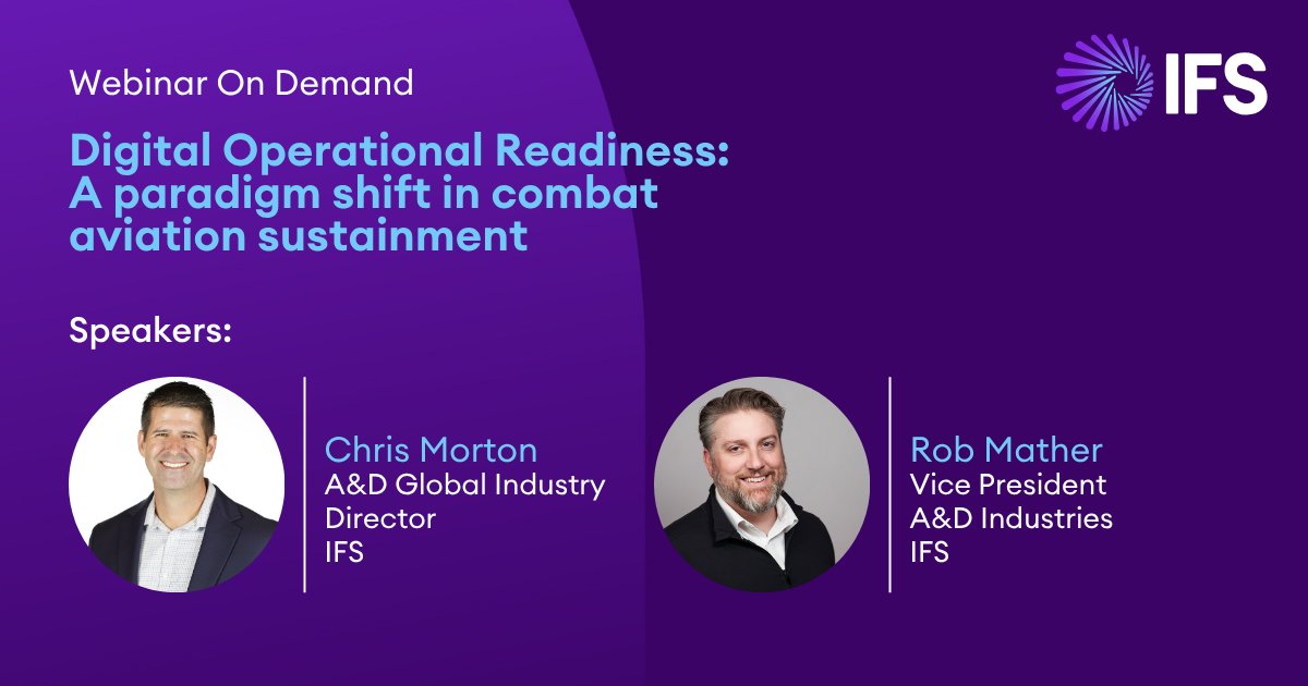 Catch up on this IFS #MilitaryAviation readiness webinar!

As speed and agility hold sway on the modern battlefield, learn how #DefenseForces can shift to a more agile and resilient digital ecosystem.

Watch here: ifs.link/xUtqWC