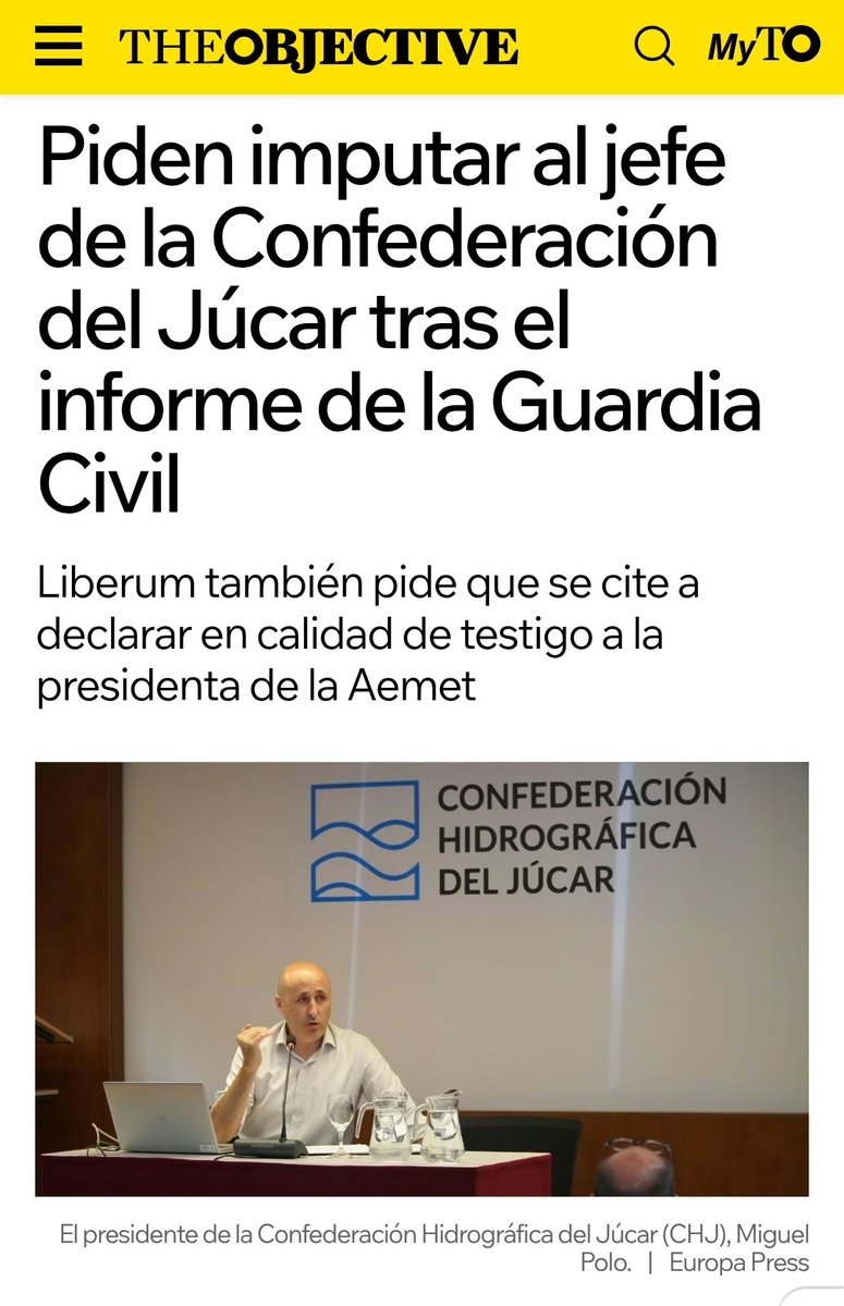 LuisEscolastic's tweet image. Piden imputar al jefe de la Confederación del Júcar tras el informe de la Guardia civil...

... Por fin...

Gracias a THE OBJETIVE y a Liberum.