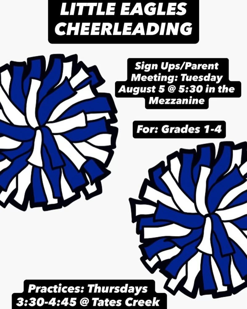 📣 Get ready, future cheerleaders — Little Eagles Cheerleading sign-ups are almost here! 🦅

Open to girls in grades 1–4, this is the perfect chance to learn cheers, build confidence, and have fun!

📅 Mark your calendars for August 5 — we can’t wait to see you there!

#WeAreLCA