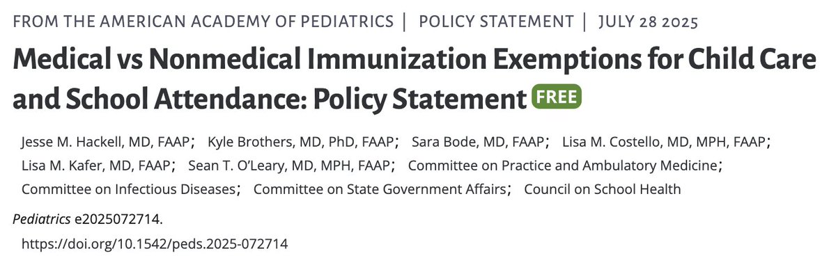 🚩 BREAKING: The American Academy of Pediatrics has just released a policy statement advocating for the ELIMINATION of all non-medical exemptions from immunizations as a condition of school attendance.

In an act of desperation, it appears AAP is pulling out all the stops to