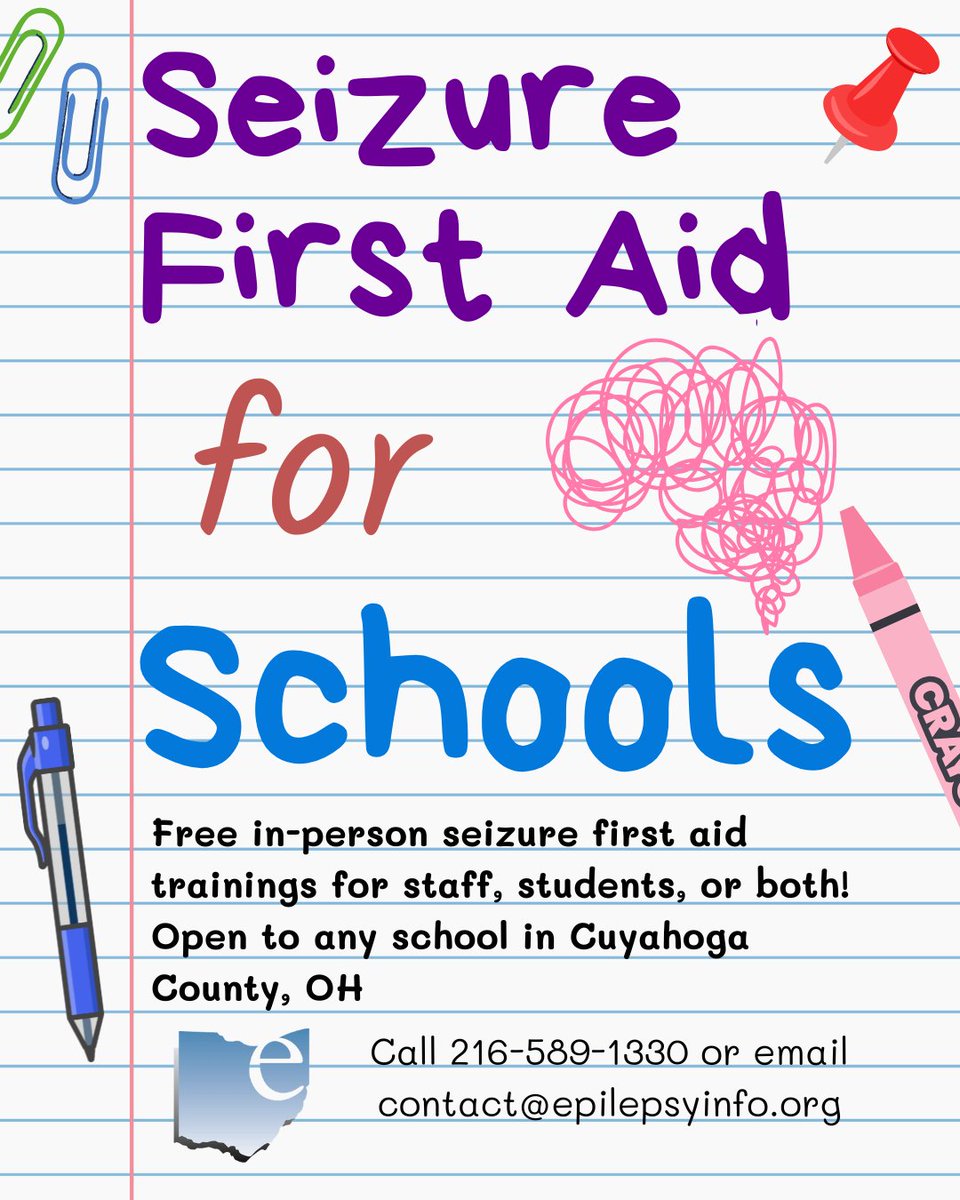 Epilepsy Association (@epilepsy_assn) on Twitter photo Back to school next month! Ohio law requires all public and private school staff to be trained in seizure first aid.
Email contact@epilepsyinfo.org or call 216-579-1330 to learn more and schedule a free training from our highly trained staff. Open to Cuyahoga County OH schools. Back to school next month! Ohio law requires all public and private school staff to be trained in seizure first aid.
Email contact@epilepsyinfo.org or call 216-579-1330 to learn more and schedule a free training from our highly trained staff. Open to Cuyahoga County OH schools.