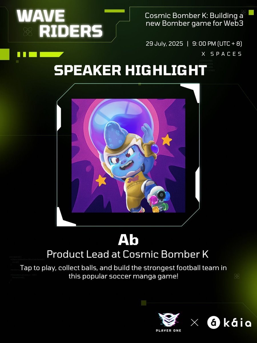 Player One (@playeronebit) on Twitter photo MEET Ab – The Architect of Web3 Bomber Battles 🎮✨
<a href="/CosmicBomberK/">Cosmic Bomber K | LINE Mini Dapp 💣💥</a>
Ab bridges AAA gaming pedigree with Web3 innovation, turning explosive gameplay into decentralized triumphs.
Industry Credentials:
🔹 10+ Years Gaming Vet – Shipped hits at EA, Netflix, and beyond.
🔹 Animoca’s MEET Ab – The Architect of Web3 Bomber Battles 🎮✨
<a href="/CosmicBomberK/">Cosmic Bomber K | LINE Mini Dapp 💣💥</a>
Ab bridges AAA gaming pedigree with Web3 innovation, turning explosive gameplay into decentralized triumphs.
Industry Credentials:
🔹 10+ Years Gaming Vet – Shipped hits at EA, Netflix, and beyond.
🔹 Animoca’s