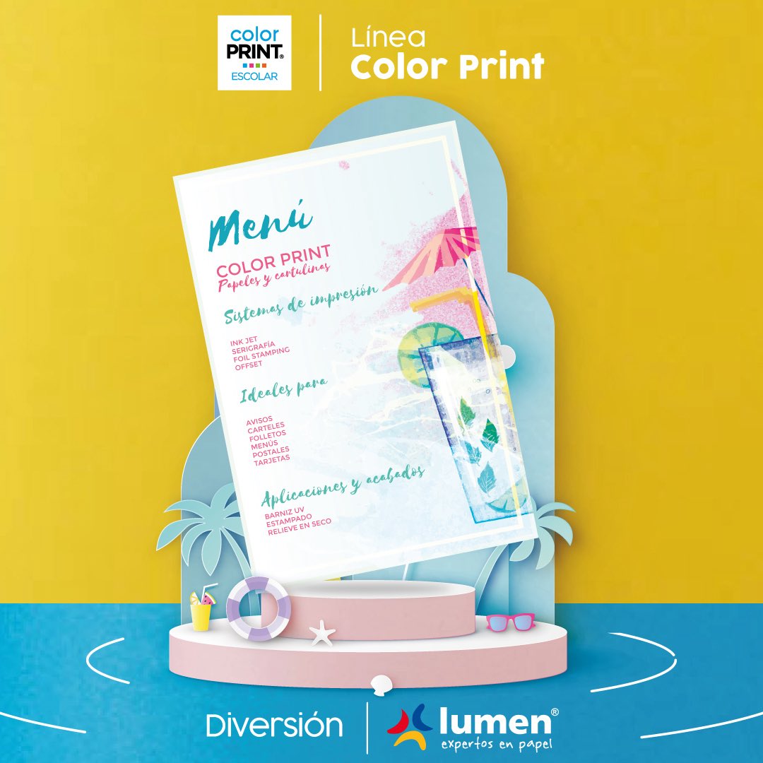 🎨 ¡Este verano imprime con color y creatividad! ☀️🖨️
 
Descubre la Línea Color Print de Lumen: papeles y cartulinas esenciales para llevar tu creatividad al siguiente nivel.
 
✨ Perfectos para:
Avisos
Carteles
Menús
Tarjetas
 
¡Y mucho más!
 
🎯 Compatibles con:
Ink Jet |
