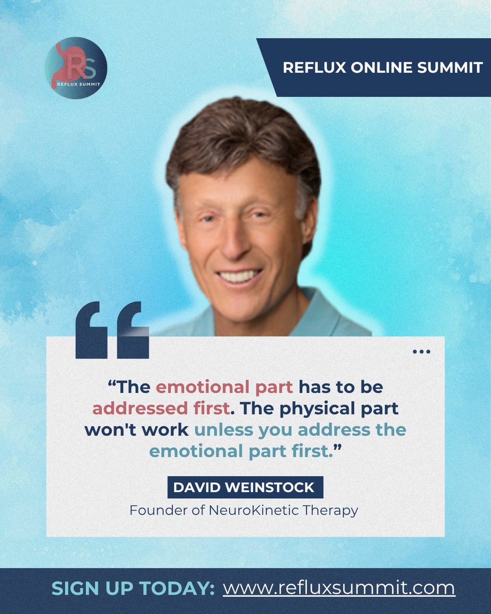 refluxsummit's tweet photo. “The emotional part has to be addressed first.” – David Weinstock, NeuroKinetic Therapy founder 💬
Discover the mind-body link at the Reflux Summit.
👉 https://t.co/L1tRLQaRdC
#MindBody #RefluxRelief https://t.co/dF37elgett