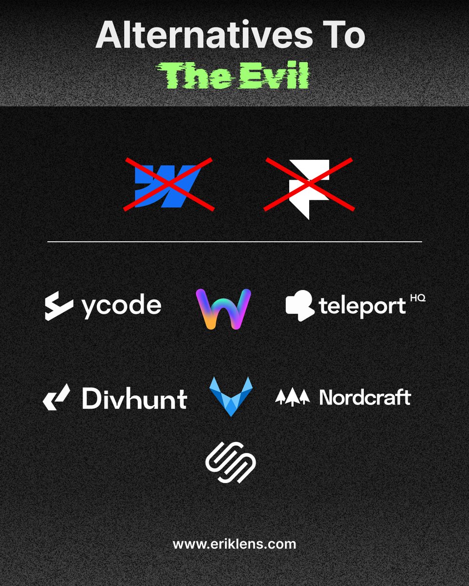 Here are the alternatives tools to Webflow and Framer.

👉 If you are a Business: 

- And you have less 100k/year to spend on your website then I recommend any of the alternatives below.

- And you are an independent or small/medium local business I recommend Squarespace.

👉 If