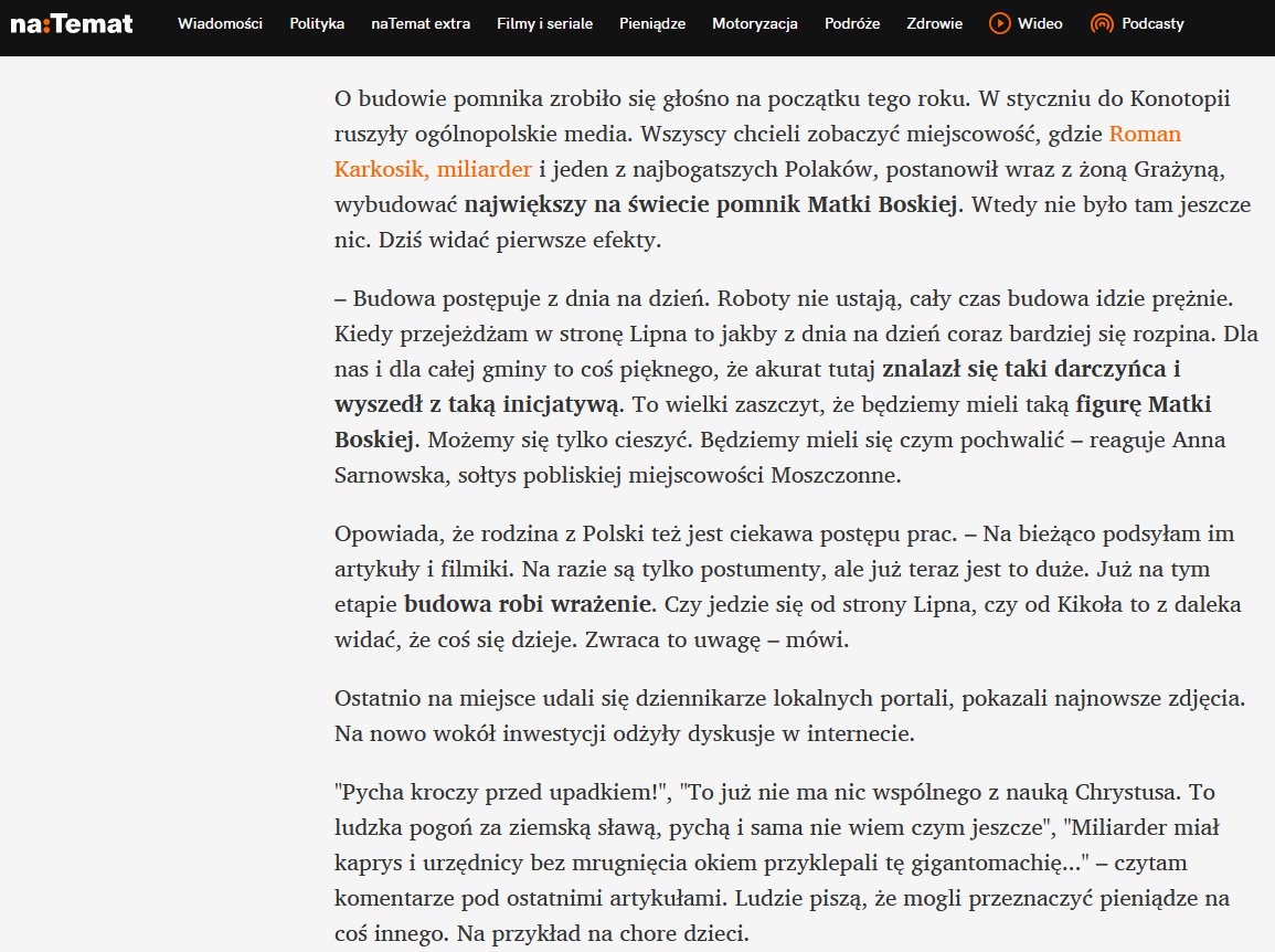 Bob57PL's tweet image. ✝️W zamian za ocalenie przez więzieniem za nielegalne manipulacje w handlu akcjami, znany polski miliarder buduje największy na świecie pomnik Matki Boskiej Bolesnej w Konotopi🙏
Matka Boska jak na razie się nie wypowiedziała. 😇