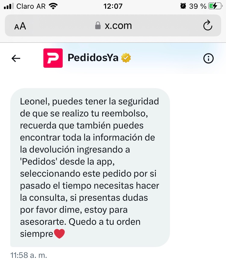 LeoKoss's tweet photo. @pedidosya Me dijeron que el reintegro fue a mi tarjeta, pero en la app figura que lo dejaron en el saldo de PedidosYa porque falló el reembolso. ¿Eso no se avisa? ¿Me devuelven el dinero o lo tengo que seguir reclamando en todos lados? https://t.co/QKbehgW8IG