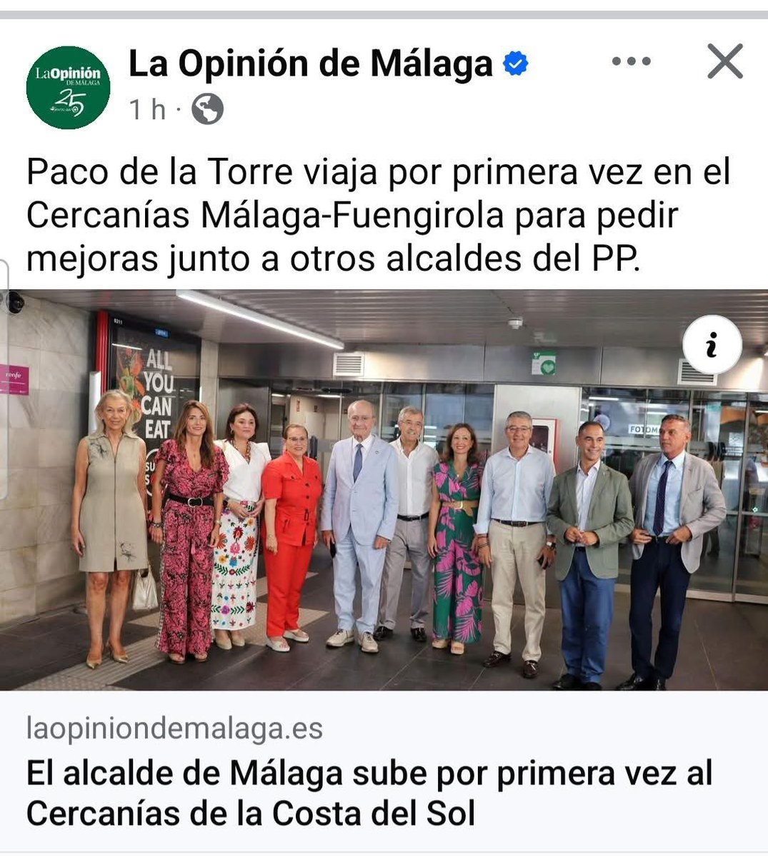 La primera vez en 50 años que Paco cambia el coche oficial por el tren de Fuengirola, me imagino que habrá aprovechado para llegarse al centro de salud de Mijas Costa que está  a reventar de citas y urgencias para denunciar el deterioro de la sanidad pública por Moreno Bonilla