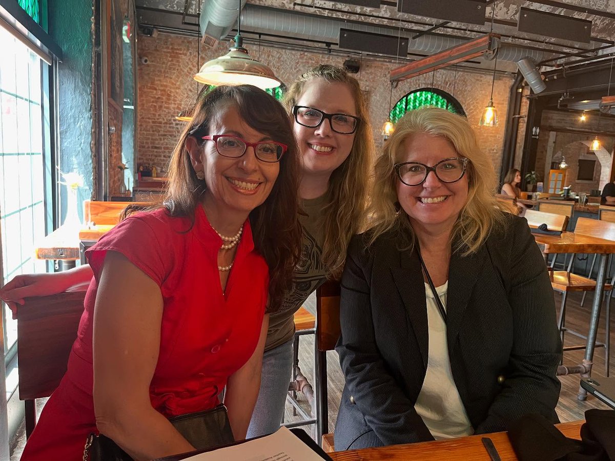 Patty Stadelman, Nellie Miller and Heather Kelley are Golden Apple board members who meet regularly as the communications committee. Thank you for your volunteerism and leadership! #goldenappleofrockford #communication #boardofdirectors