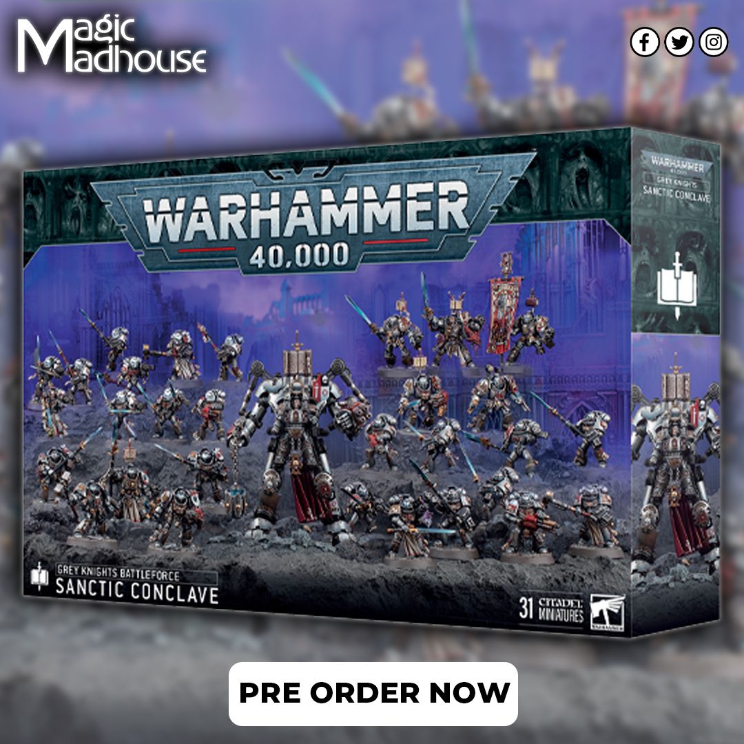 magicmadhouse's tweet image. ⚔️🛡️ Purge with purpose! Warhammer 40K Grey Knights: Sanctic Conclave Battleforce is up for PRE-ORDER NOW! Cleanse the battlefield in psychic style! 💥👑
- magicmadhouse.co.uk/games-workshop…